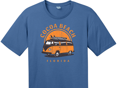 Cocoa Beach Florida Surf Van T Shirt Maritime Blue cocoa cocoa beach cool t shirts custom t shirts custom tees florida make your own t shirts space coast surf surfing t shirt designs