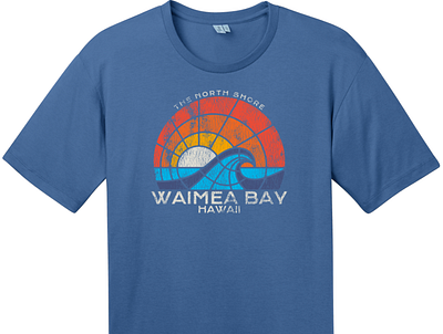 Waimea Bay North Shore Hawaii T Shirt Maritime Blue cool t shirts custom t shirts custom tees hawaii make your own t shirts north shore surf surfing t shirt designs waimea waimea bay