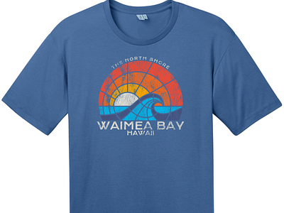 Waimea Bay North Shore Hawaii T Shirt Maritime Blue