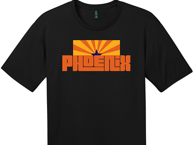 Phoenix Arizona Flag Retro T Shirt Jet Black