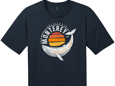 Monterey California Whale T Shirt New Navy