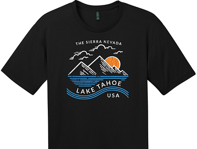 Lake Tahoe Sierra Nevada Mountain T Shirt Jet Black california cool t shirts custom t shirts custom tees lake tahoe make your own t shirts nevada sierra nevada t shirt designs tahoe uscustomtees