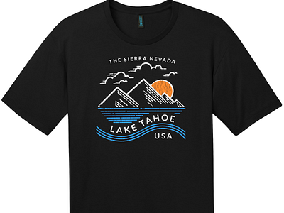 Lake Tahoe Sierra Nevada Mountain T Shirt Jet Black california cool t shirts custom t shirts custom tees lake tahoe make your own t shirts nevada sierra nevada t shirt designs tahoe uscustomtees