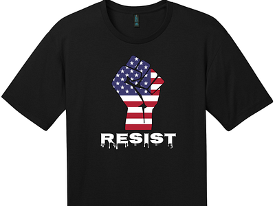 Resist American Flag Fist T Shirt Jet Black