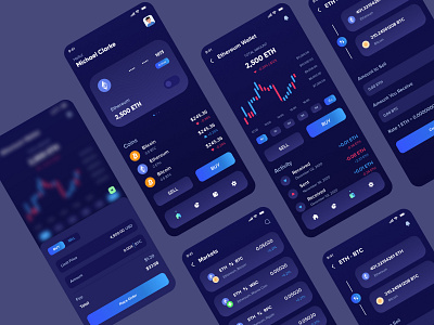 Cryptocurrency App app bitcoin crypto crypto exchange crypto wallet cryptocurrency dark app dark ui design mobile app mobile design mobile ui ui ux wallet