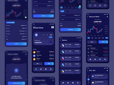 Cryptocurrency App app app design application crypto crypto currency crypto exchange crypto wallet dark ui mobile app design mobile design mobile ui ui ui ux ux