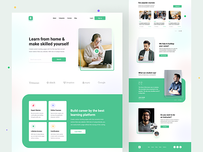 Online learning landing page course website dribbble best shot e learning e learning website education education landing page graphic design landing page learning learning platform online class online course online education online learning students tutor ui uidesign uxdesign webdesign