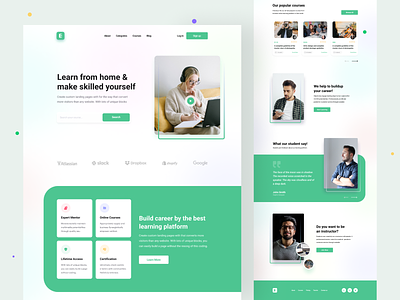 Online learning landing page