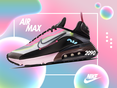 NIKE AIR MAX 2090 blue branding design editing graphicdesign illustration logo nike nike air max pink typography yellow