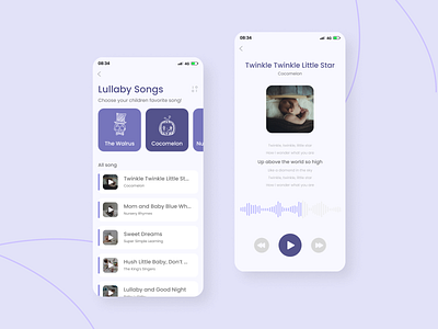 Lullaby Apps - Part 2 app application awesome design design inspiration lullaby lullaby app music music app song trending trending design ui ui design