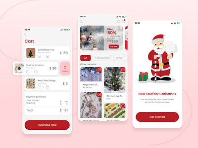 Christmas Apps app application awesome design chrismas christmas christmas apps design e commerce ecommerce illustration inspiration santa claus shopping ui ui design