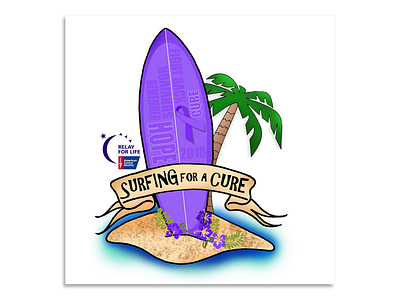 "Surfing For a Cure" - Relay For Life (American Cancer Society) branding design illustration logo typography vector web