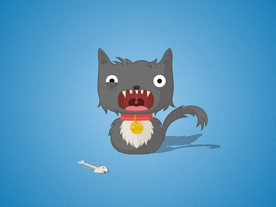 Cato angry cat crazy dead fish fur illustration insane kitten pet savage