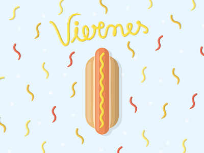 Viernes de Pancho dog fast food frankfurter handmade hot illustration ketchup mayo mustard simple typography