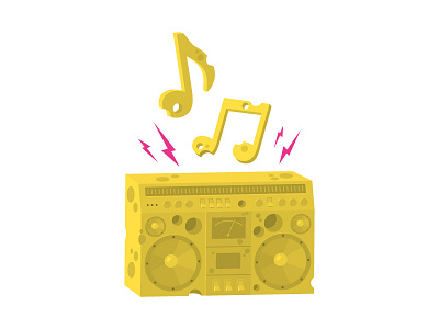 Cheese Boombox boombox cheese food illustration music notes retro style