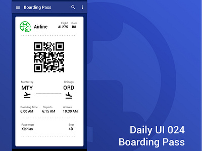 daily ui 024 Boarding Pass