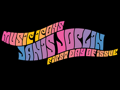 Janis Joplin janis joplin postage stamp psychedelic rainbow tie die