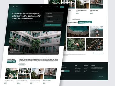 TravelO - Online Travel Agency Landing Page 3d apartment clean crypto flight booking glow green hotel booking landing page linear glow stay travel travel agency travel booking travel website ui website design