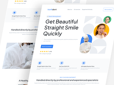 Dental Care Landing Page clean design clinic dental dental care dental clinic dental health care dental website dentist dentistry health care health care website landing page medic minimal pattern teeth website website design white