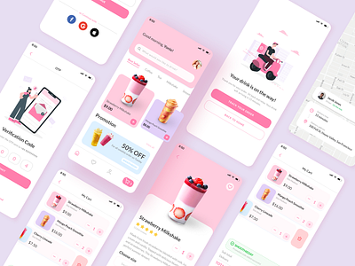 Drink Delivery App coffee delivery drink mobile pink ui ux