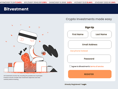 Crypto Currency exchange - Sign up page branding concept crypto landing page crypto sign up form crypto website design dailyui design landing page minimal sign up form sign up page ui ux web website website design