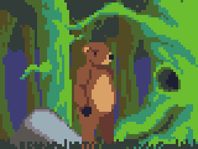 Bear in a Forest bear db32 forest game pixelart pixels retro trees videogame