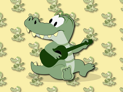 Croco animal animation art crocodile design guitar illustration