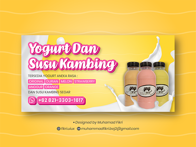 Yogurt And Milk Product Banner banner branding design graphic design marketing marketing content milk product design splash yellow yogurt