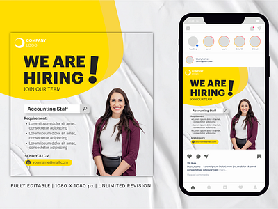 Social Media Design - Instagram Post advertising banner facebook design hiring instagram design instagram post post design recruitment social media design