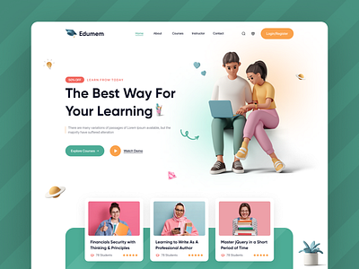 E-learning website development bootstrap css ecommerce design educational website elearning website html javascript node js react js web design web development website