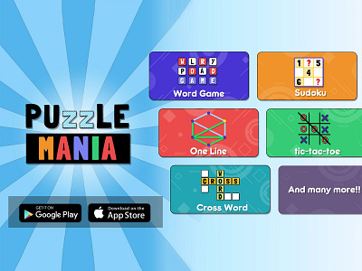 Puzzle Mania - Kick Your Boredom 2d game design digital art game game art game design game development game ui ui ux