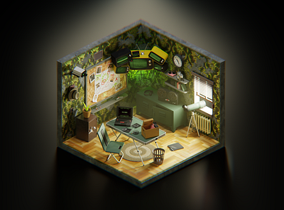 Daylight version of “Night Watcher’s Shelter” 3d animation blender design diorama gamedev illustration light
