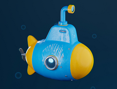 Semi-yellow submarine 3d animation blender design diorama gamedev illustration light submarine