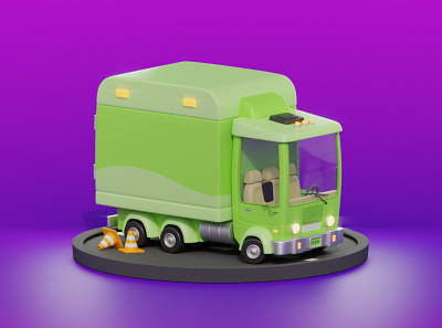 Green truck 3d animation blender design diorama gamedev illustration light logo truck ui vehicle