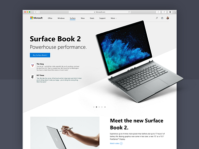 Surface Book 2 PDP 3d design landing layout page sale site typography web