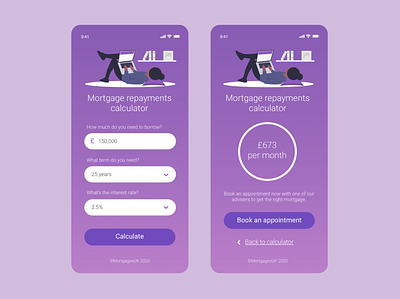 Mortgage repayments calculator app dailyui dailyuichallenge ui