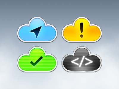 Cloud Icons alert cloud console icons location partly cloudy steel tick website