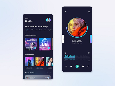 Music App app design dark theme design figma mobile app music app ui uiux