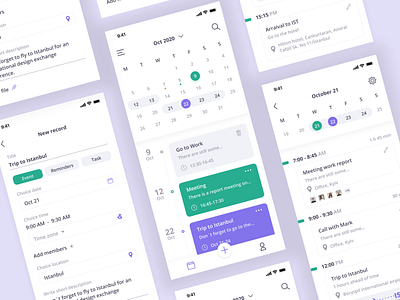 Calendar interface for a travelling salesman daily ios app notes app organizer plan list planner schedule