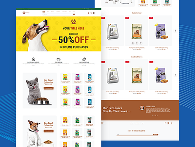 Landing Page For Pet Food Online Shop app designer app ux branding cat design designer ecommerce food graphic design illustration logo pet photoshop ui ux