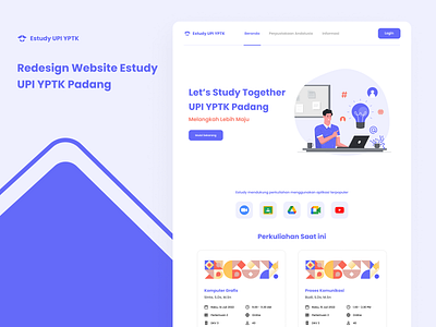 Redesign Website - Estudy UPI YPTK Padang app app design app ui blue branding dashboard ui design education education website elearning estudy graphic design redesign simple design ui ui design ui website websoti design