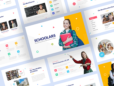 Schoolars – Education Course & Learning Presentation Template academic business powerpoint campus company profile creative slide e learning educate education graduation online course powerpoint template presentation presentation template school study typography