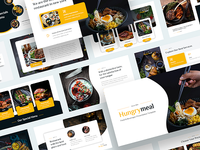 Hungrymeal - Food & Beverages Presentation Template beverages bistro business powerpoint catering creative slide design drink food franchise healthy food powerpoint template presentation presentation template restaurant typography