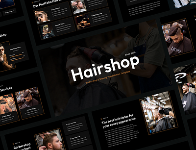 Hairshop - Barbershop & Shaving Presentation Template barbershop business powerpoint creative slide grooming hair shop haircut powerpoint template presentation presentation template