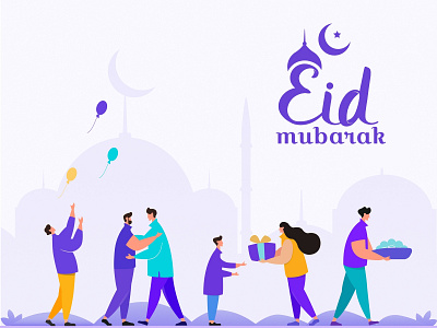 Eid Mubarak blue design earth illustration ui