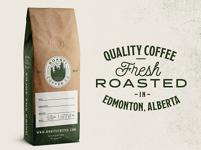 Roasti Bag Concept alberta badge bag beans brand canada coffee edmonton green trees yeg