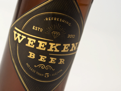Weekend Beer Bottle beer black circle curves design diamond gold label matchbook old typography vintage weekend