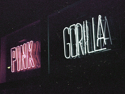 Pink Gorilla Neon Sign edmonton gorilla neon pink pizza restaraunt typogaphy