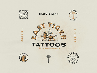 Easy Tiger Tattoo alberta brand canada cat edmonton lady palm tree tattoo texture tiger typography vintage