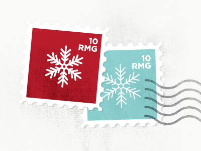 Rmg Postage 10 blue christmas holiday mail postage red snowflake stamp texture